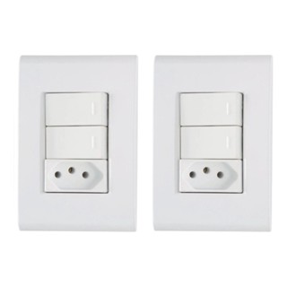 Kit 2 Interruptor Tramontina Liz Embutir 2TS+1TU 10A 2P+T Branco