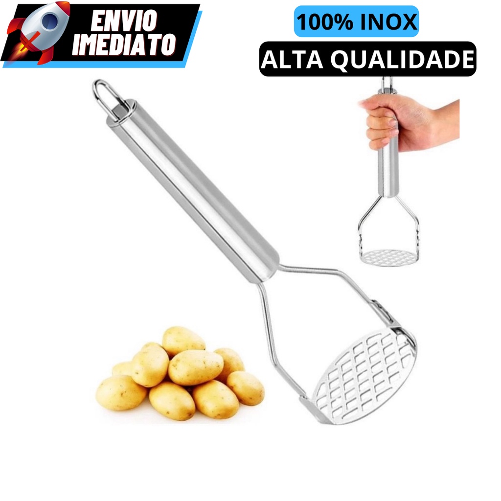 Amassador Espremedor de Batatas Legumes Feijão Cenoura Mandioquinha em Aço Inox Cabo Reforçado em Oferta na Shopee