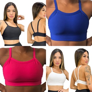Top Cropped Academia Fitness com forro cores