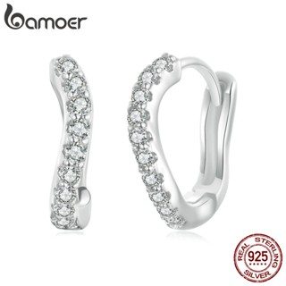 Brincos De Fita Bamoer 925 Sterling Wave Fivelas De Orelha De Onda Jóias Presentes Para Mulheres