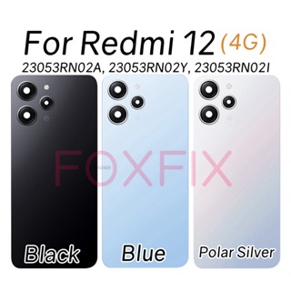 Tampa Traseira Da Porta Bateria De Vidro Para Xiaomi Redmi 12 4G Substituição Do Painel Traseiro + Adesivo 23053RN02A 23053RN02Y 23053RN02I
