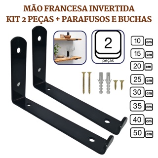 Mão Francesa Invertida 2 Peças Preta Prateleira Industrial Cantoneira Invisível Suporte Microondas com Parafusos para Instalação em Oferta na Shopee