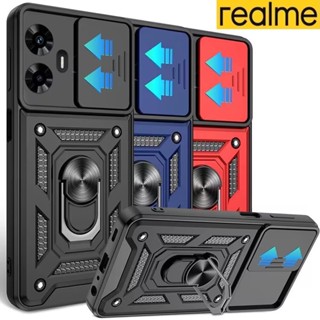 Realme C55 Caixa Dura OPPO 4G 2023 Push pull Slide Lens Armadura De Anel De Suporte Do Telefone À Prova De Choque