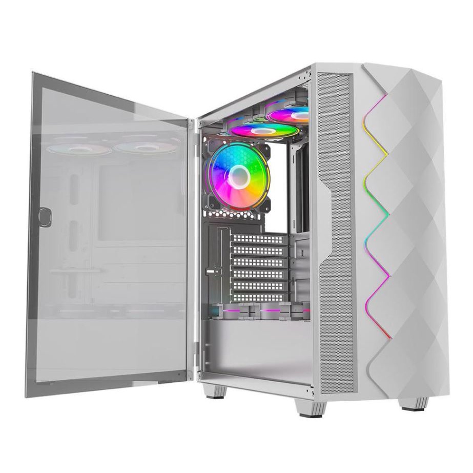 Gabinete Gamer Full White Gmx Diamond 3601-wf + 1 Fan ARGB + Controladora + Suporte de VGA