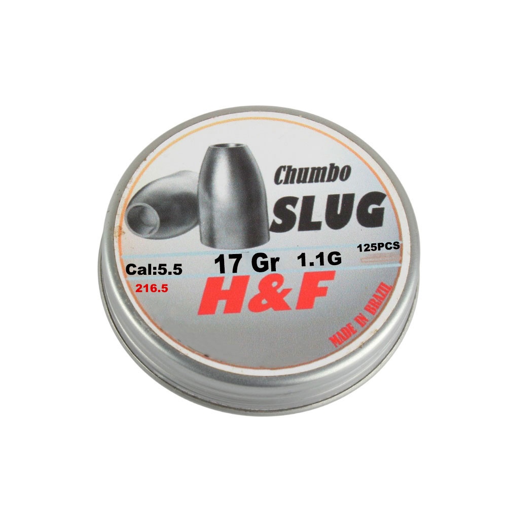 Chumbinho Slug 5.5mm 1.1g 17GR 125un - Slug H&F