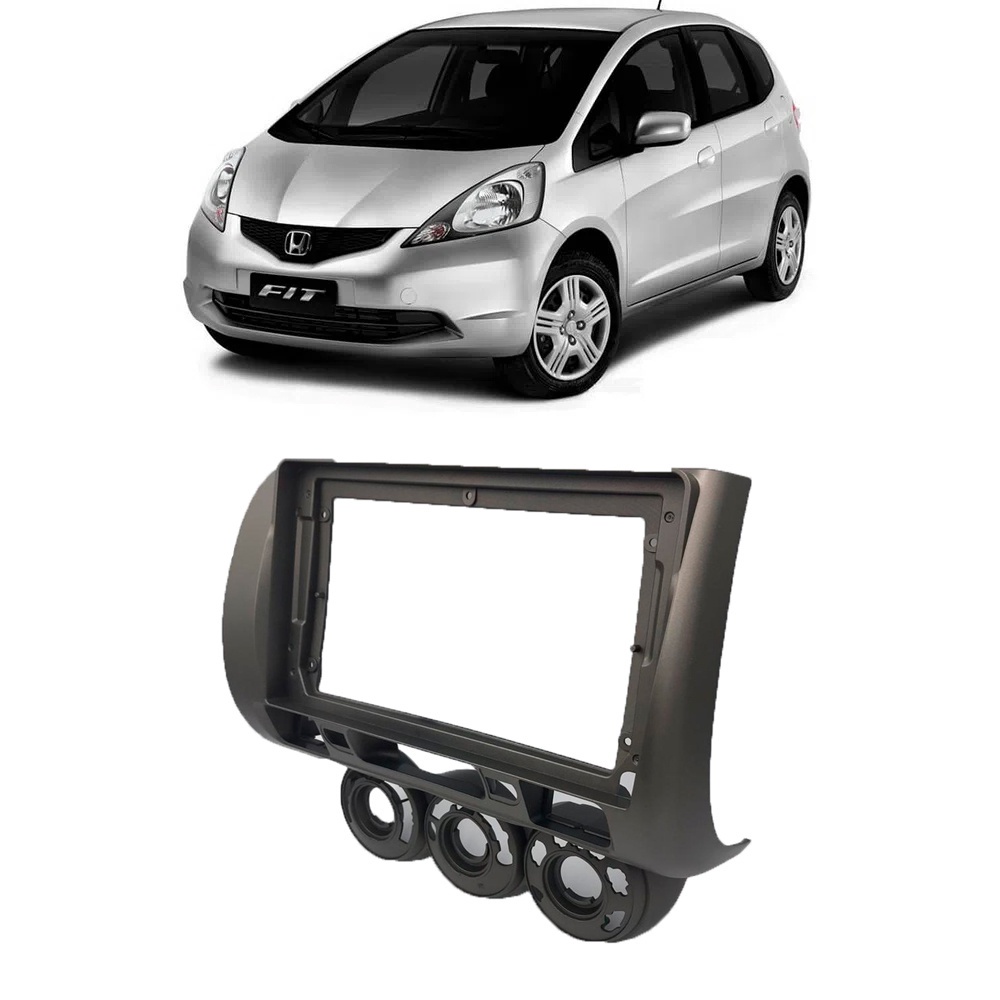 Moldura Honda Fit 2004 até 2008 2Din 9" Grafite Expex - EPX9HO006 em Oferta na Shopee