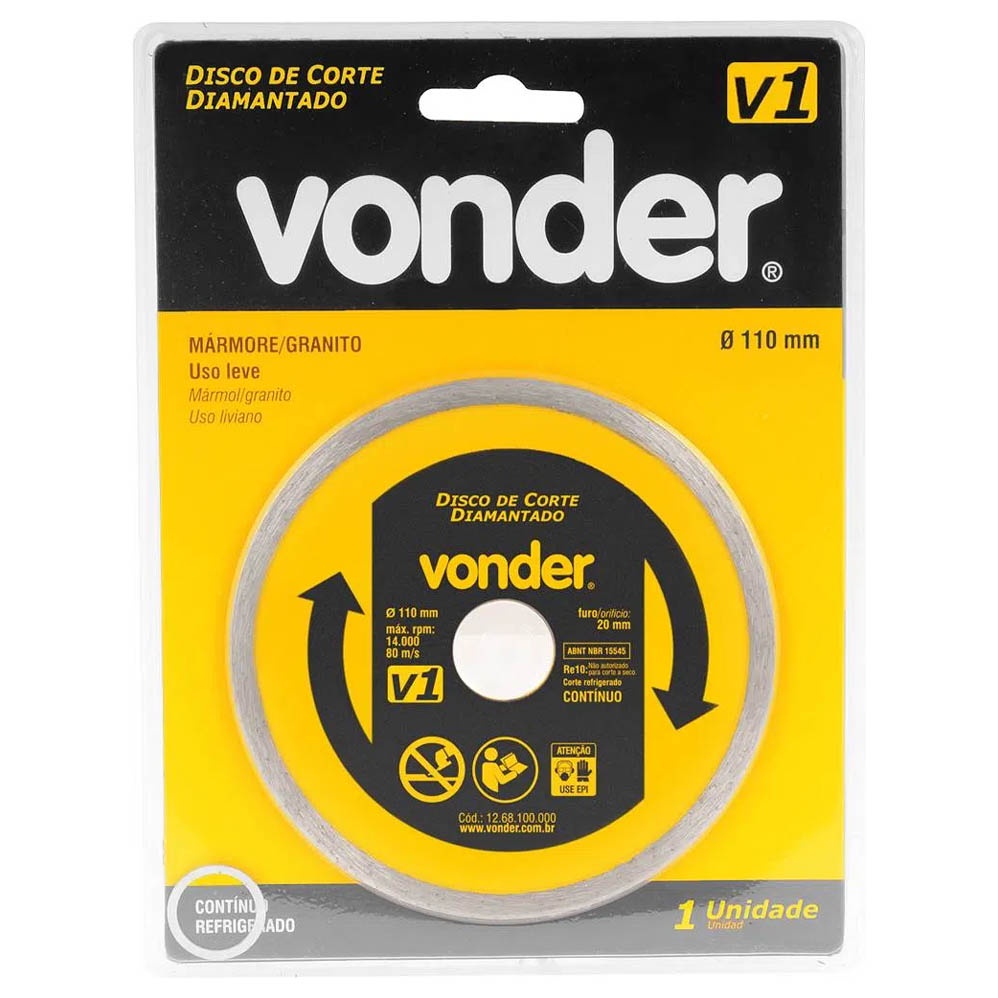 Kit 3 Disco de Corte Diamantado 110x20mm V1 Vonder · foto 2