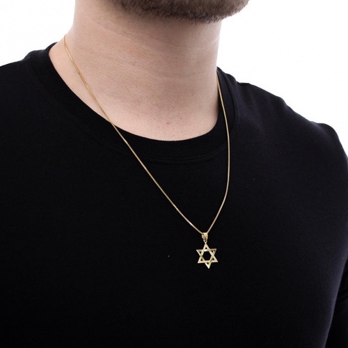 Pingente Estrela De Davi Pequena +correntinha Masculina Fina Exclusivo Premium