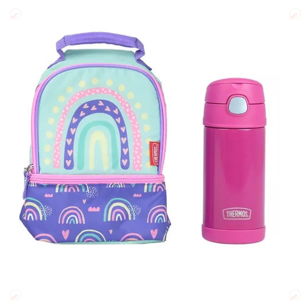 Kit Escola Lanche Infantil Garrafa Térmica Lancheira Thermos