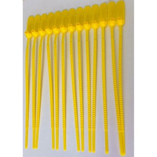 Lacre para malote dupla trava 27cm amarelo com 100 unidades Rigoran