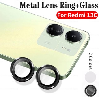 9D Curved Camera Protective Tempered Glass For Xiaomi Redmi 13C 13 C C13 Redmi13C 4G 2023 Case HD Full Cover Metal Ring Lens Rear Screen Protective Back Film