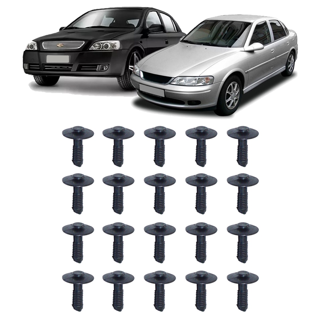 Kit 20 Grampo Rebite Parachoque Dianteiro Vectra 96 a 2011 Astra 99 a 2011 Preto