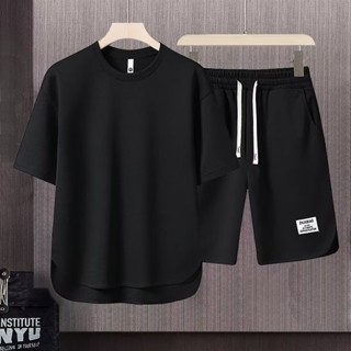 Conjunto De Moda Masculina Coreana De Duas Peças Camiseta De Manga Curta De Verão E Conjuntos De Calções Soltos Roupas De Designer Masculino