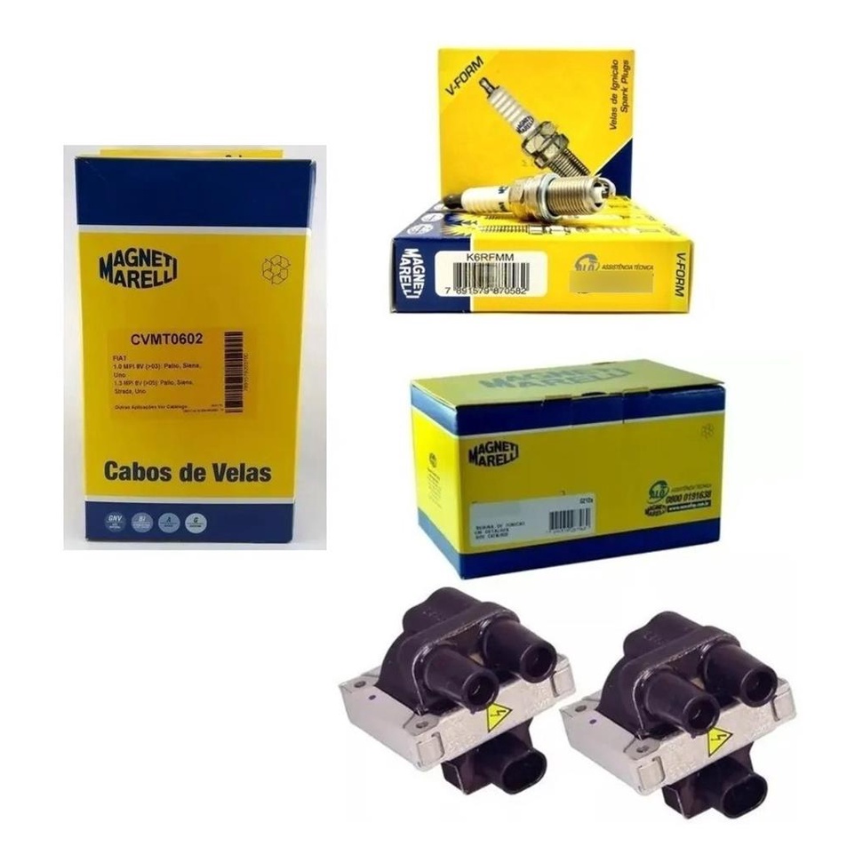 Kit De Velas Cabos E 2 Bobinas Palio Siena 1.5 8v Mpi Fiasa em Oferta na Shopee