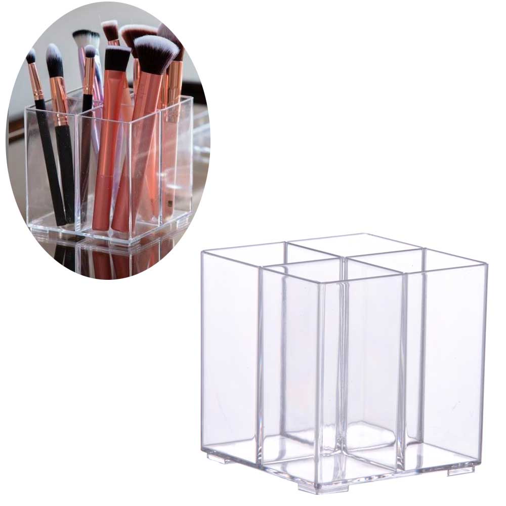 Organizador maquiagem acrílico divisória porta pincel caneta acessórios maquiagem talheres escova penteadeira banheiro