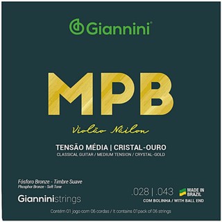 ENCORDOAMENTO GIANNINI VIOLÃO GENWG NYLON CRISTAL OURO C/BOLINHA