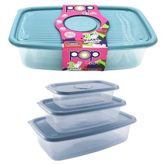 Jogo com 3 potes plástico azul para mantimentos alimentos frutas comida geladeira freezer ...