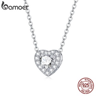 Colar De Prata Real Bamoer 925 Tamanho Ajustável Com Pingente Jóias De Moda Brilhante Para Mulheres SCN455