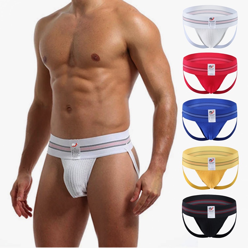 Roupa Íntima Masculina Gay Branca De Cintura Alta Com Design Clássico De Qualidade Jockstrap 1019-SD