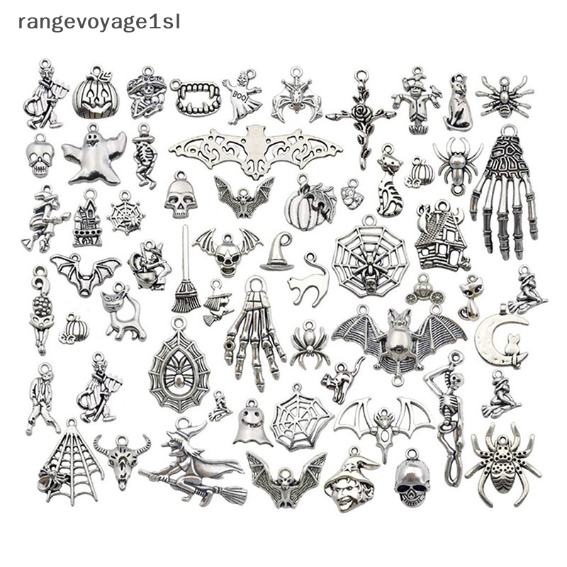[rangevoyage1sl] 50Pcs Esqueleto Misto De Morcegos De Halloween Pingentes De Prata Para Fazer Jóias De Bricolage [BR]