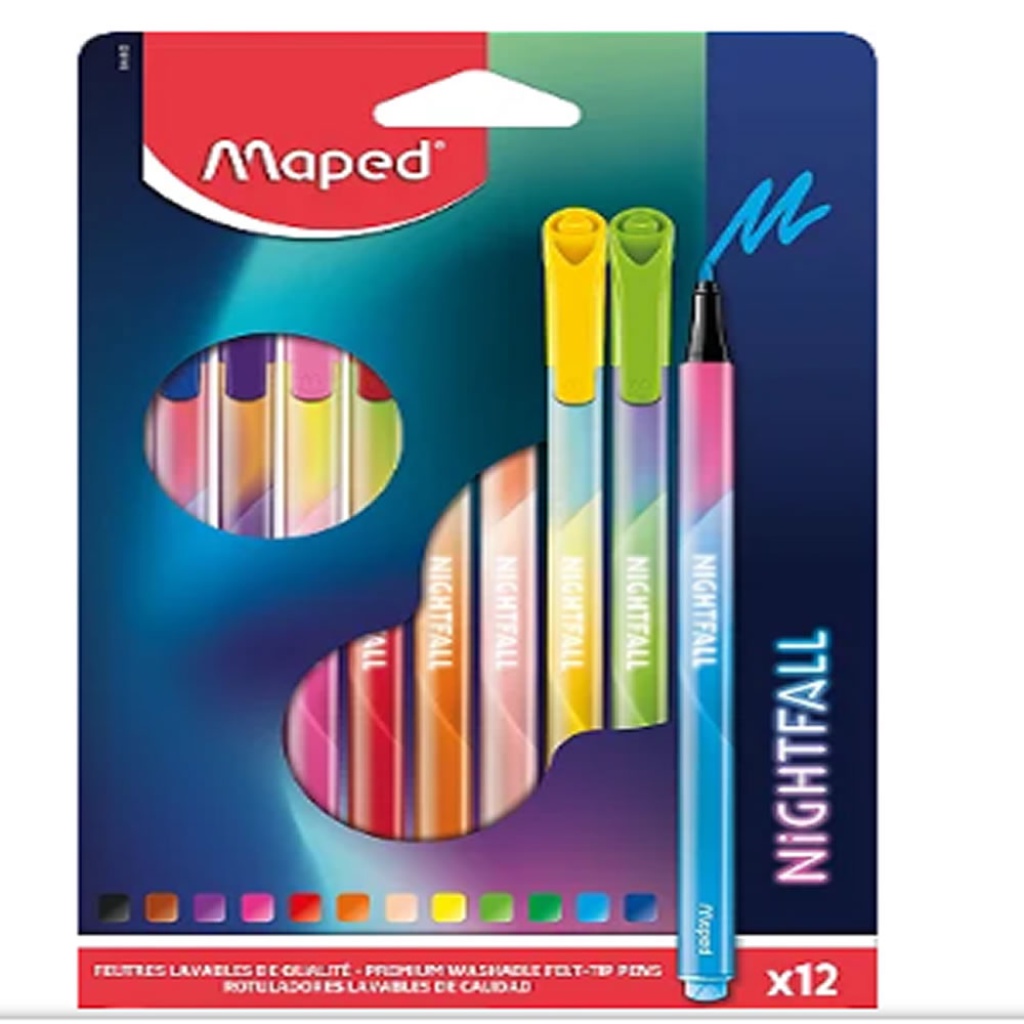 CANETA HIDROGRÁFICA NIGHTFALL 12 CORES – MAPED | 844400
