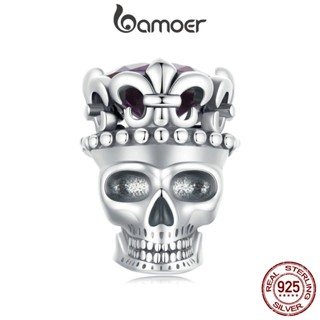 Bamoer 925 Sterling Sliver Charm Skull Crown Pendant Acessórios Para Pulseira