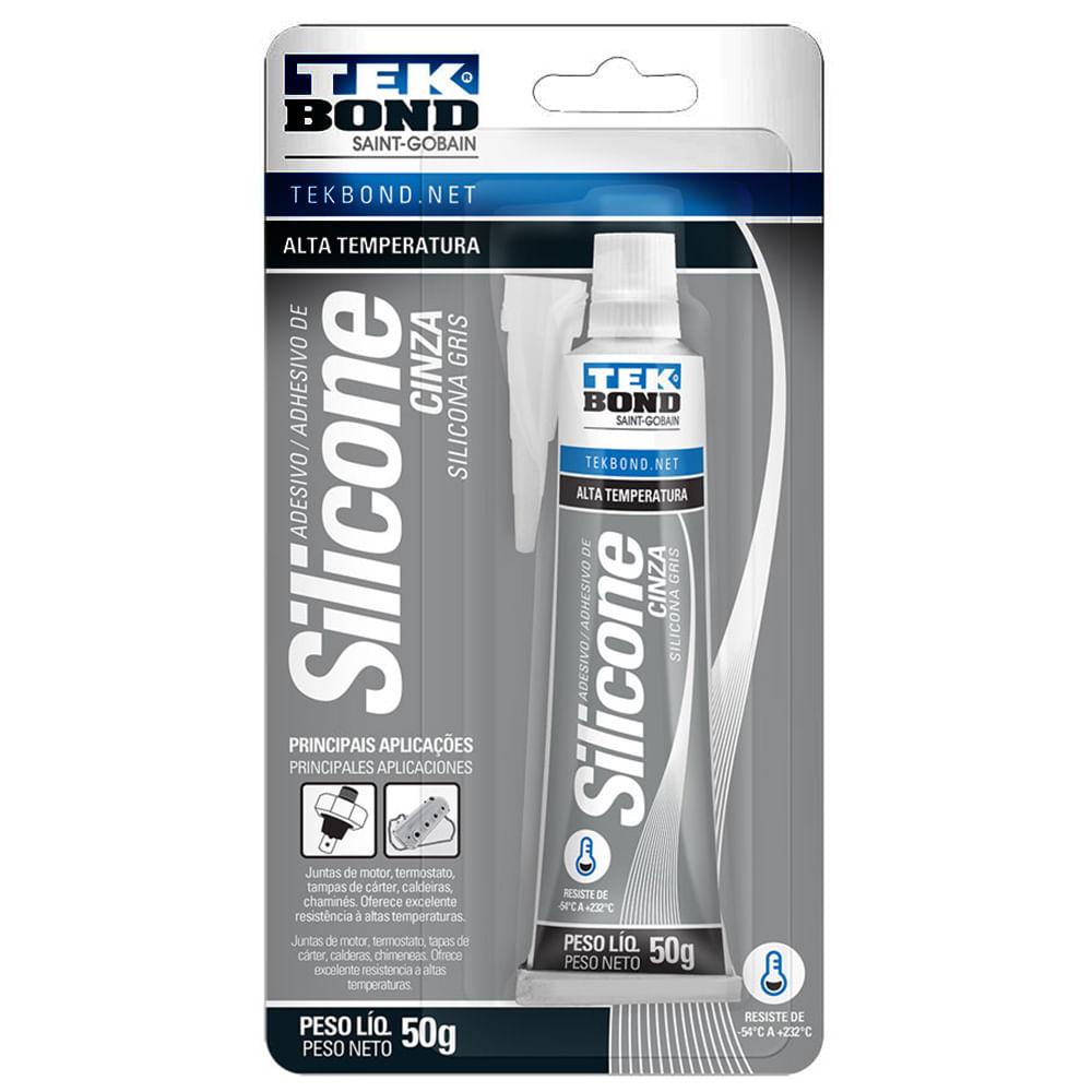 Adesivo Silicone Acético Alta Temperatura Cinza 50g - Home & Living