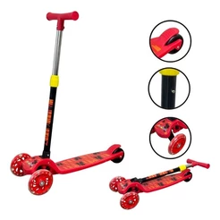 Patinete Infantil 3 Rodas Dobrável Importway Ajustável Vermelho Certificado INMETRO
