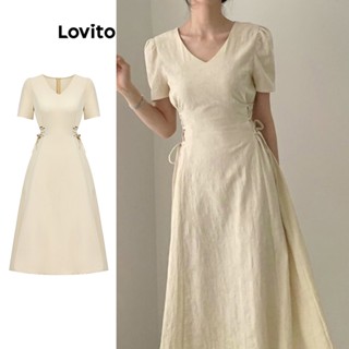 Lovito Elegante Vestido com Amarração para Mulheres L74ED175