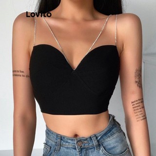 Lovito Top Elegante De Camis Com Corrente Lisa E Coração Para Mulheres LNL43173