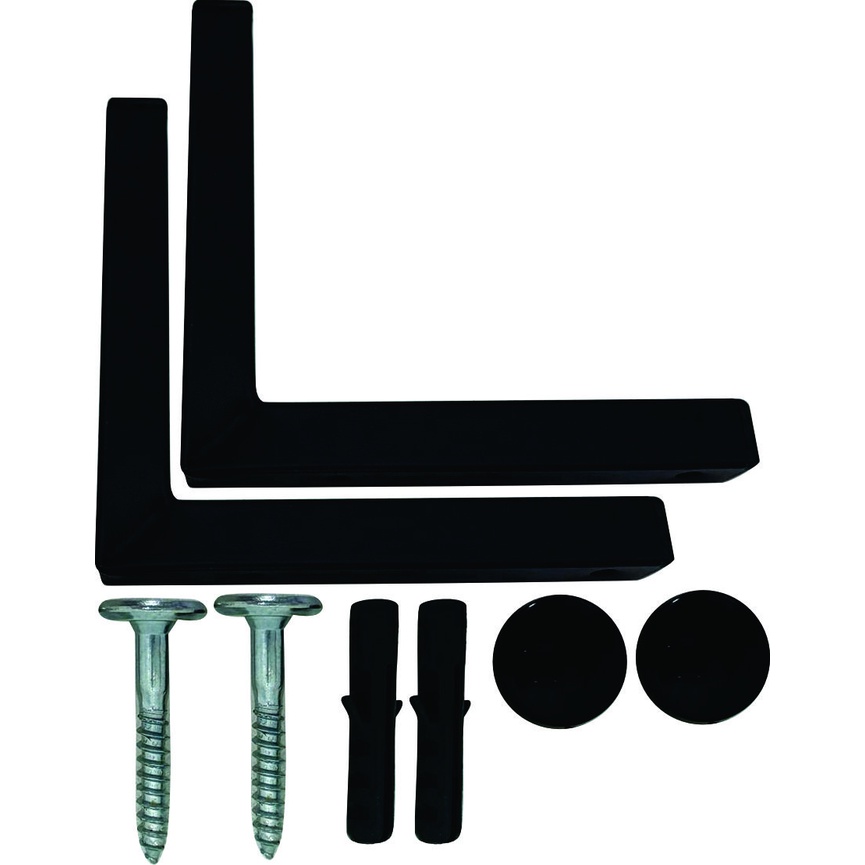 Kit 2 Suportes Mão Francesa Cantoneira Prateira Preto 25cm