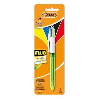 Caneta esferográfica 1.0 retrátil Fluo 4 cores Bic