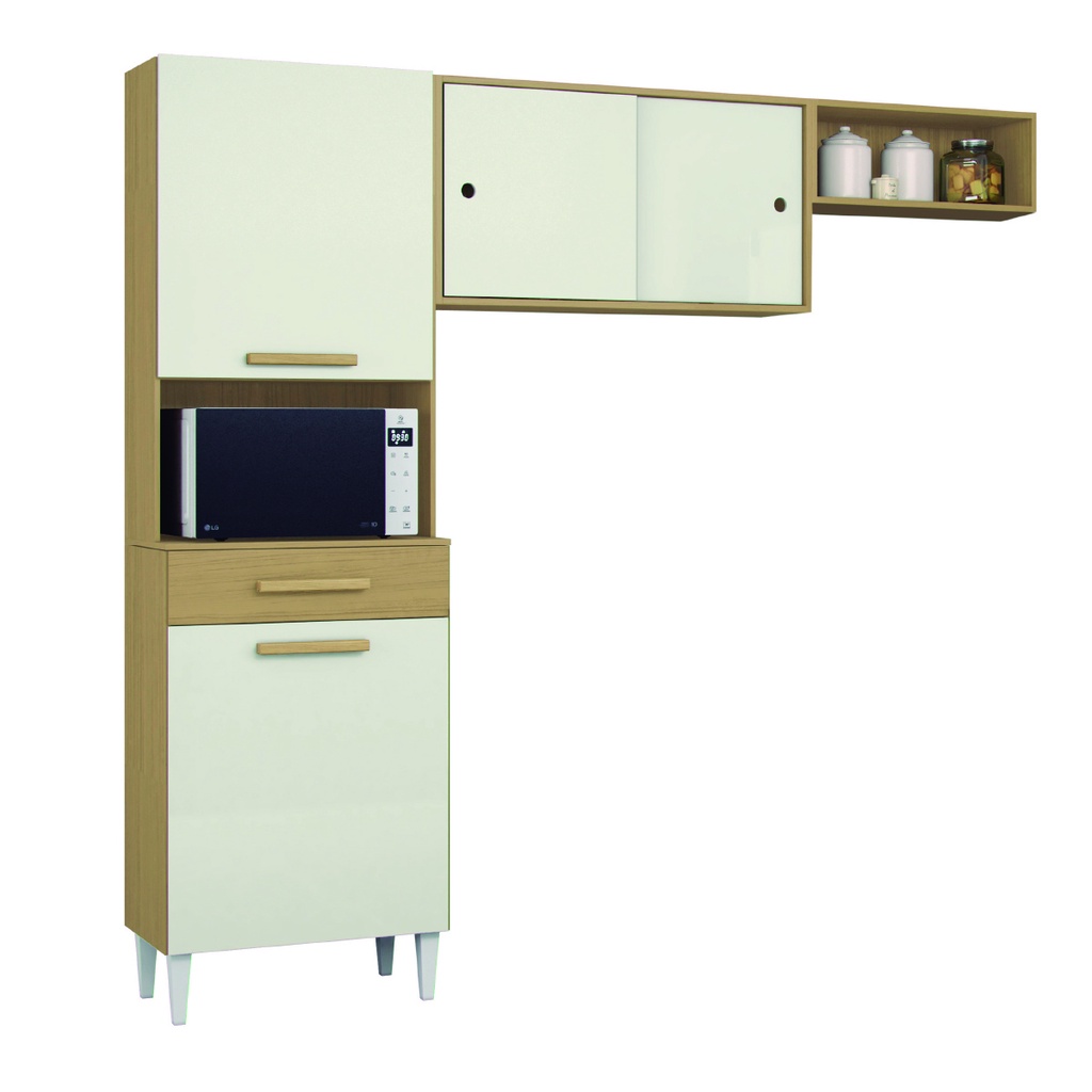 Armário de Cozinha 2m 4 Portas 1 Gaveta Atacama / Off White Isabelle Aramóveis - Home & Living
