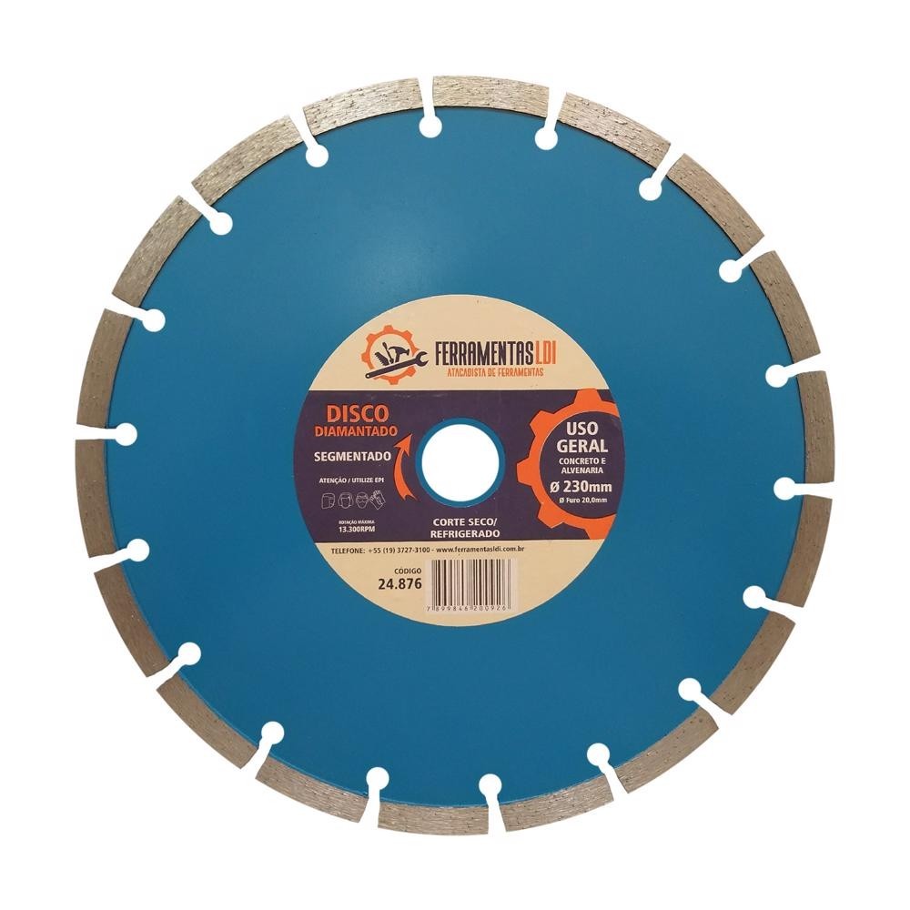 Disco Diamantado 9 Polegadas 230mm Segmentado Furo 22mm Ferramentas LDI