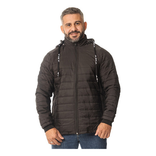 Jaqueta Forrada Masculina Puffer Bobojaco Nylon Matelado Acolchoado Gominho Capuz removível e Bolso