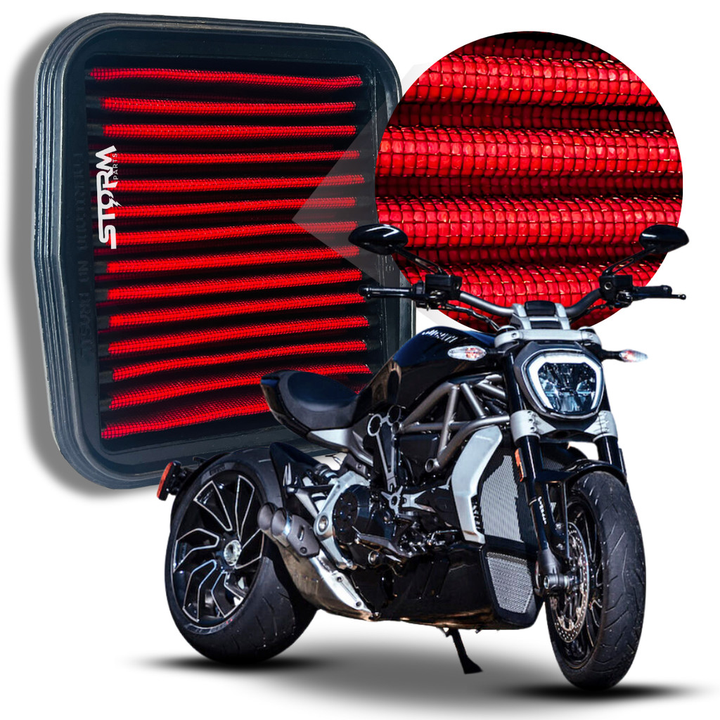 Filtro de Ar Esportivo Moto Ducati Xdiavel 1262 CC Ano 2017 a 2022 Potencia Lavavel Reutilizável