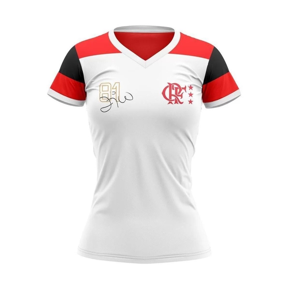 Camisa Feminina Flamengo Zico Retrô Mundial 1981 Oficial - Branco em Oferta na Shopee