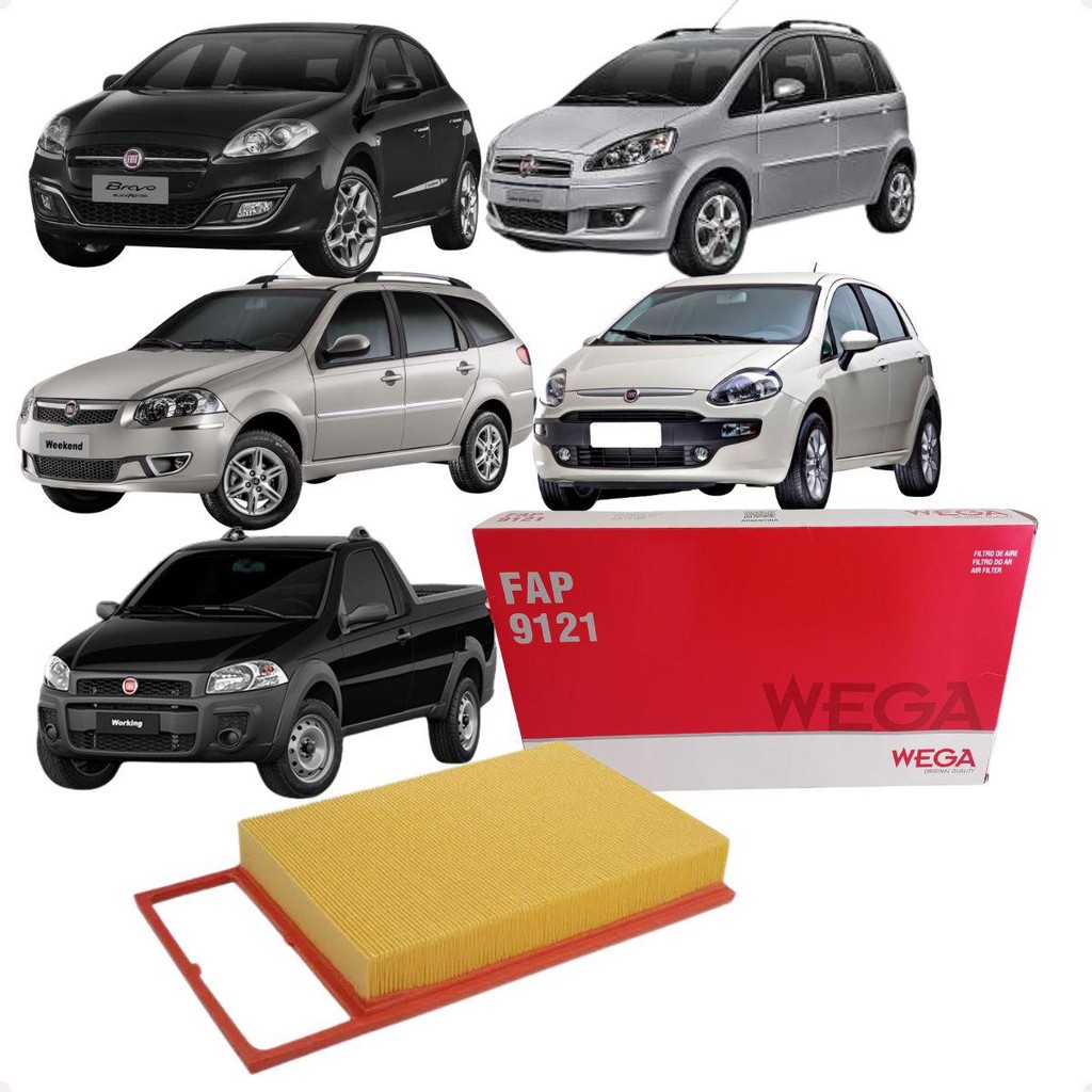 Filtro Ar Motor Bravo Doblo Siena Idea Linea Palio Punto Strada 1.6 1.8 16v E-Torq Flex Wega