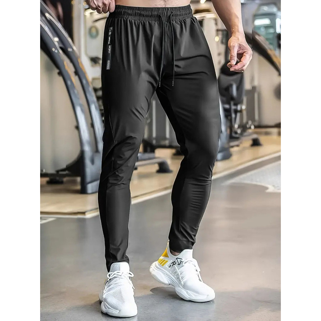 Calça Masculina Com Elastano Para Academia Esportiva Fitness Slim Fit Jogger Dry Fit Furadinho Leve Praticar Esportes — imagem 2 de 2