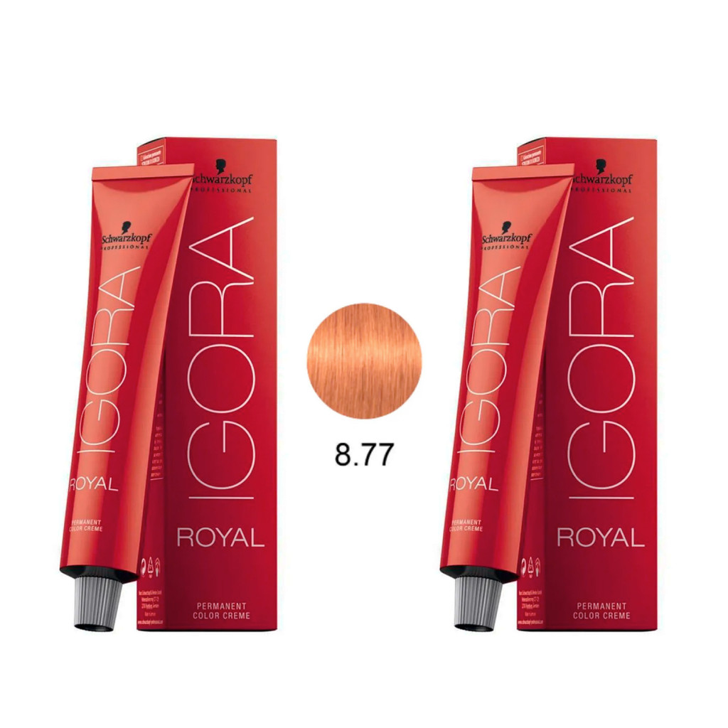 Kit - 2 Igora Royal 8.77 Louro Claro Cobre Extra 60ml - Schwarzkopf