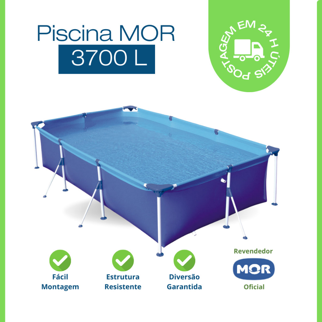 Piscina Estrutural 3700 Litros Resistente Azul Premium - MOR