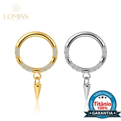 Piercing Argola Titânio Pvd Zircônia Frontal Com Pingente Spike Helix Septo Rook Conch
