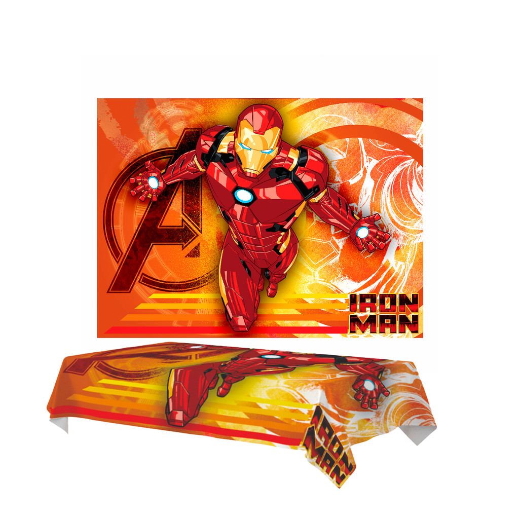 Kit festa Homem de Ferro Decoração Aniversário Toalha+Painel cor viva
