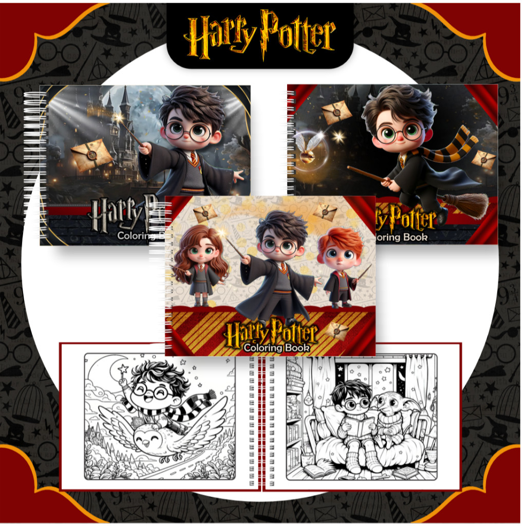 Livro de Colorir Harry Potter com 50 Desenhos Exclusivos e Papel Grosso de Alta Qualidade ...