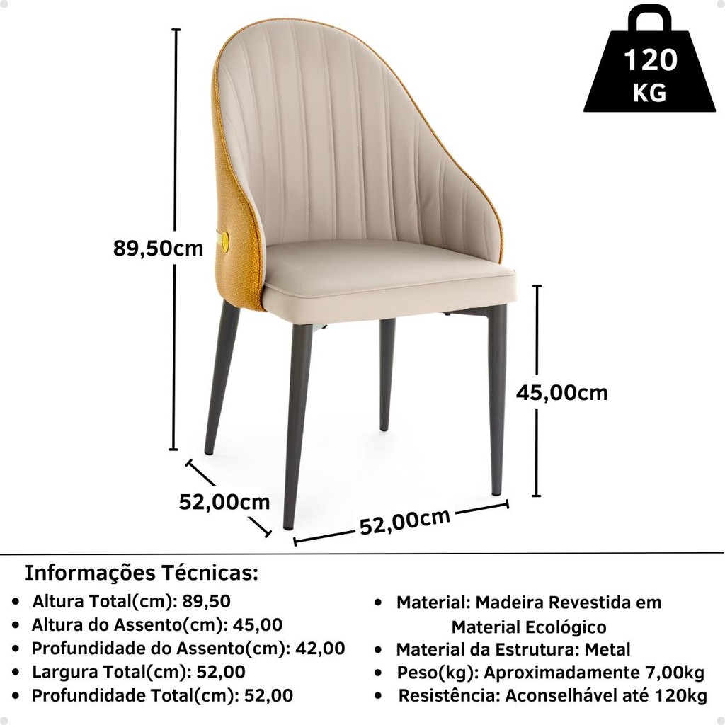 Detalhes do Kit 6 Cadeiras de Jantar Estofada Design La Martina