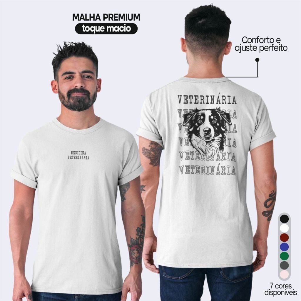 Camiseta Curso Medicina Veterinaria Camisa Veterinaria Algodão Premium Varias Cores Pronta Entrega