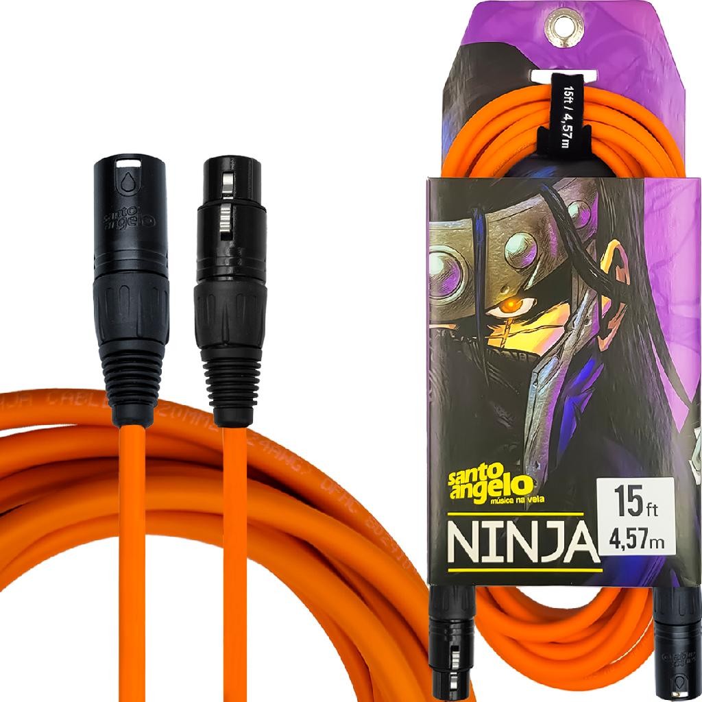 Cabo para Microfone 4,57 metros 15 ft Laranja DAgostino by Santo Angelo Ninja XLR Femea x XLR Macho