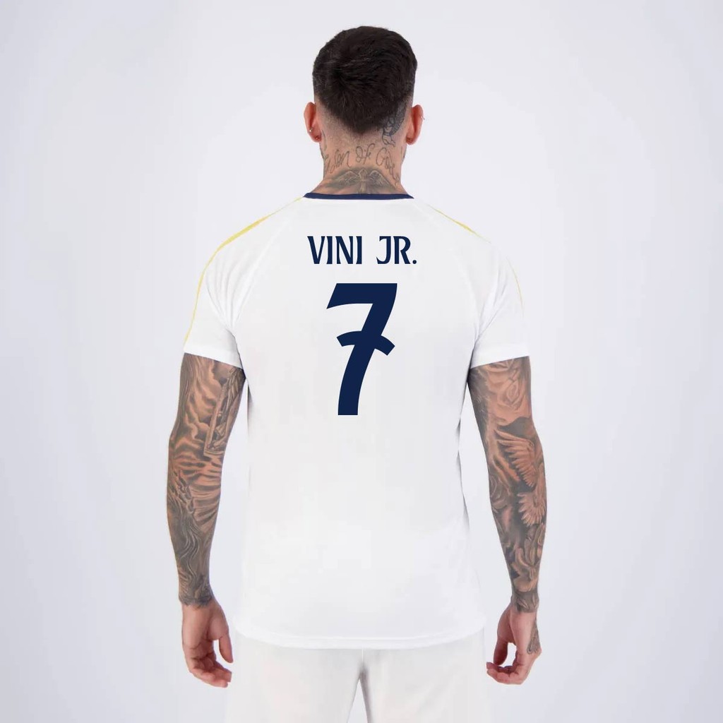 Camisa Real Madrid Vini Jr 7 Branca em Oferta na Shopee