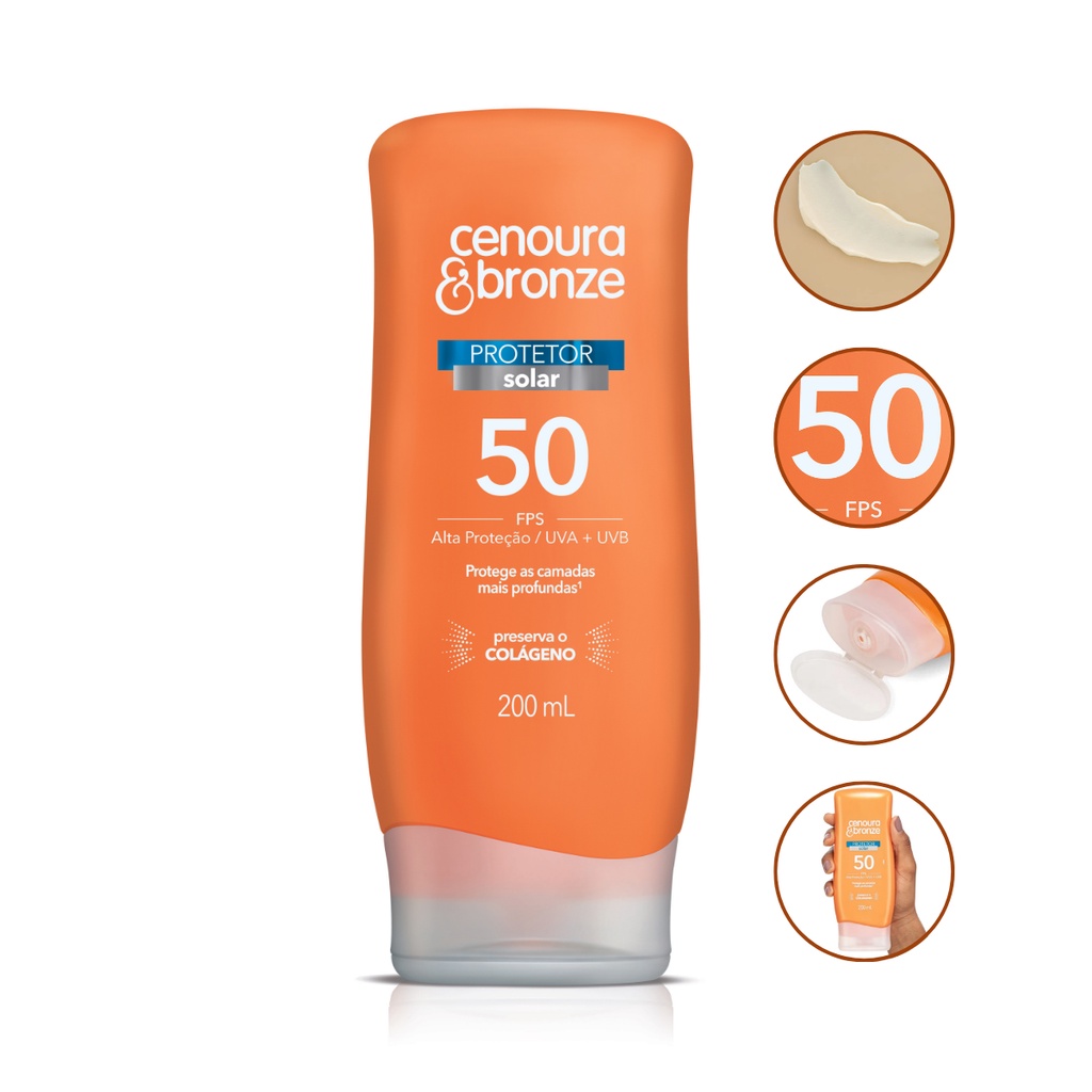 Protetor Solar Corporal Creme FPS50 Cenoura & Bronze 200Ml