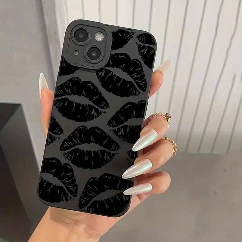 Capa De Silicone Macia Estilo Gótico Para Telefone Labial Preto Xiaomi Poco X5 X4 F5 Pro X3 GT F3 11 Lite 5G 13 12T 12X 12S 12 11T 10T